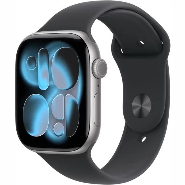Apple Watch Series 11 46 мм Космический серый, спортивный ремешок чёрного цвета