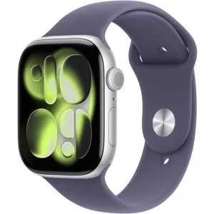 Apple Watch Series 11 42 мм Серебристый, спортивный ремешок фиолетового цвета