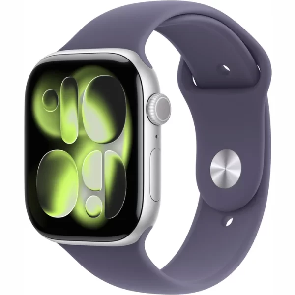 Apple Watch Series 11 42 мм Серебристый, спортивный ремешок фиолетового цвета
