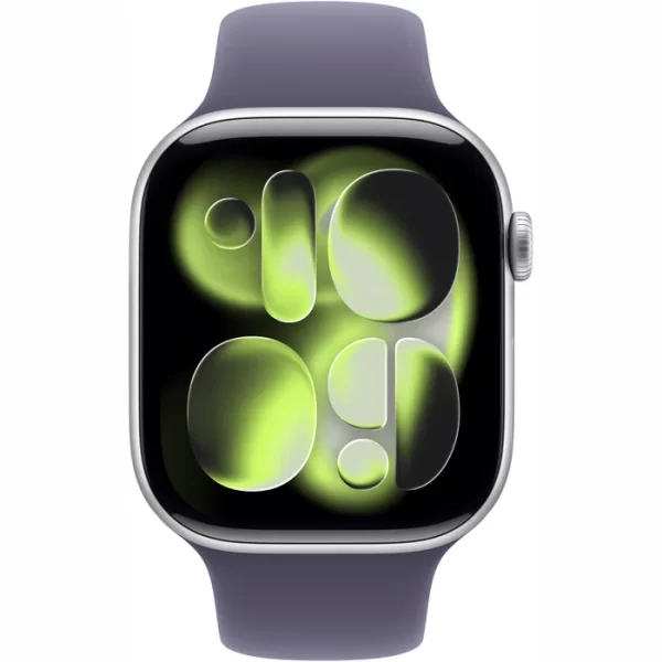 Apple Watch Series 11 42 мм Серебристый, спортивный ремешок фиолетового цвета — изображение 2