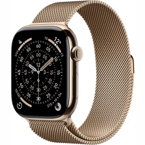 Apple Watch Series 11 42 мм Золотой Титан, миланская петля золотого цвета
