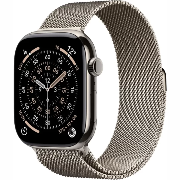 Apple Watch Series 11 42 мм Натуральный Титан, миланская петля серебристого цвета