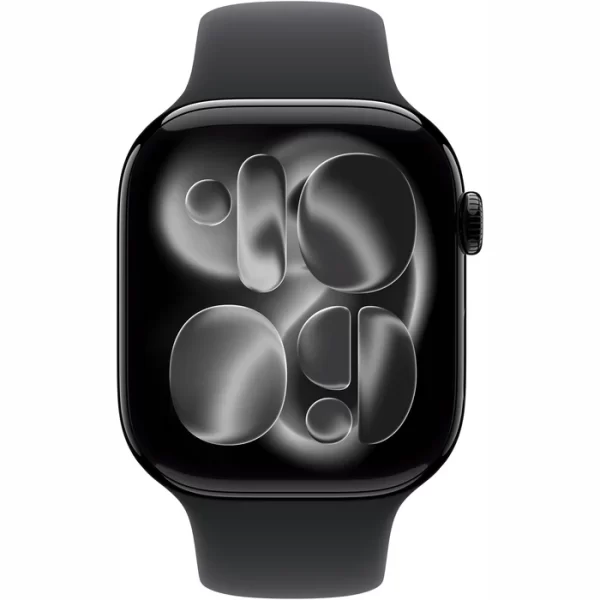 Apple Watch Series 11 46 мм Чёрный, спортивный ремешок чёрного цвета — изображение 2